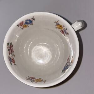 Burleigh Ironstone Teacups with Floral Inside Patterned Outside Set of 6 Vintage